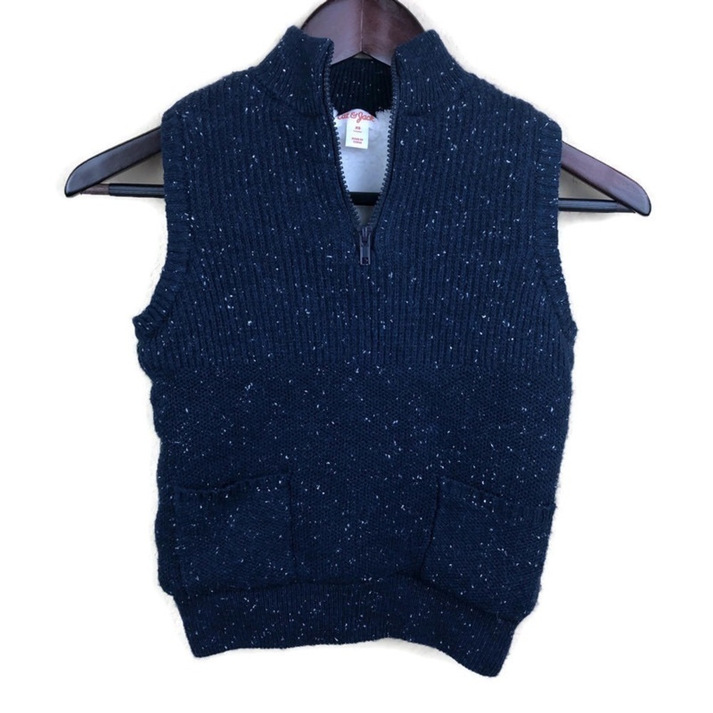 Cat & Jack Boys Sweater Vest, Blue Fur Lined XS
